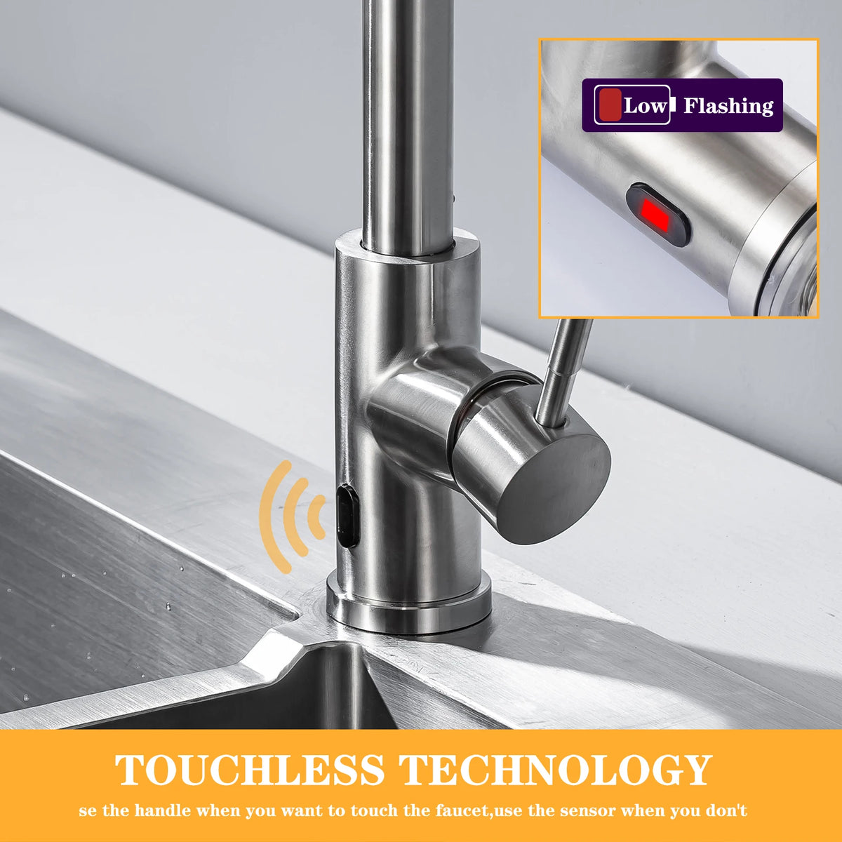 DQOK Touchless Infrared Sensor Pull Out Kitchen Faucet