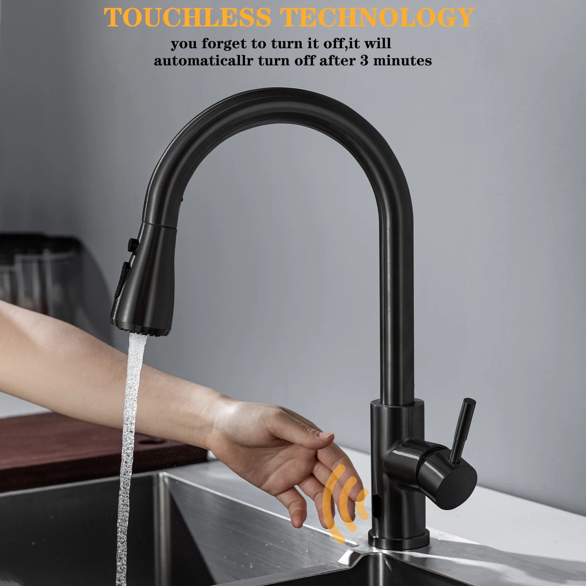 DQOK Touchless Infrared Sensor Pull Out Kitchen Faucet