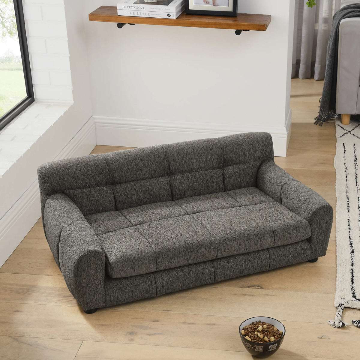 Breathable Pet Sofa Bed With Supportive Backrest And Armrests