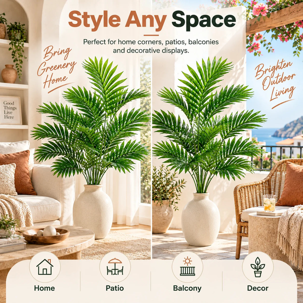 ZNLYRION Artificial Palm Fronds UV Resistant Tropical Decor for Home and Garden