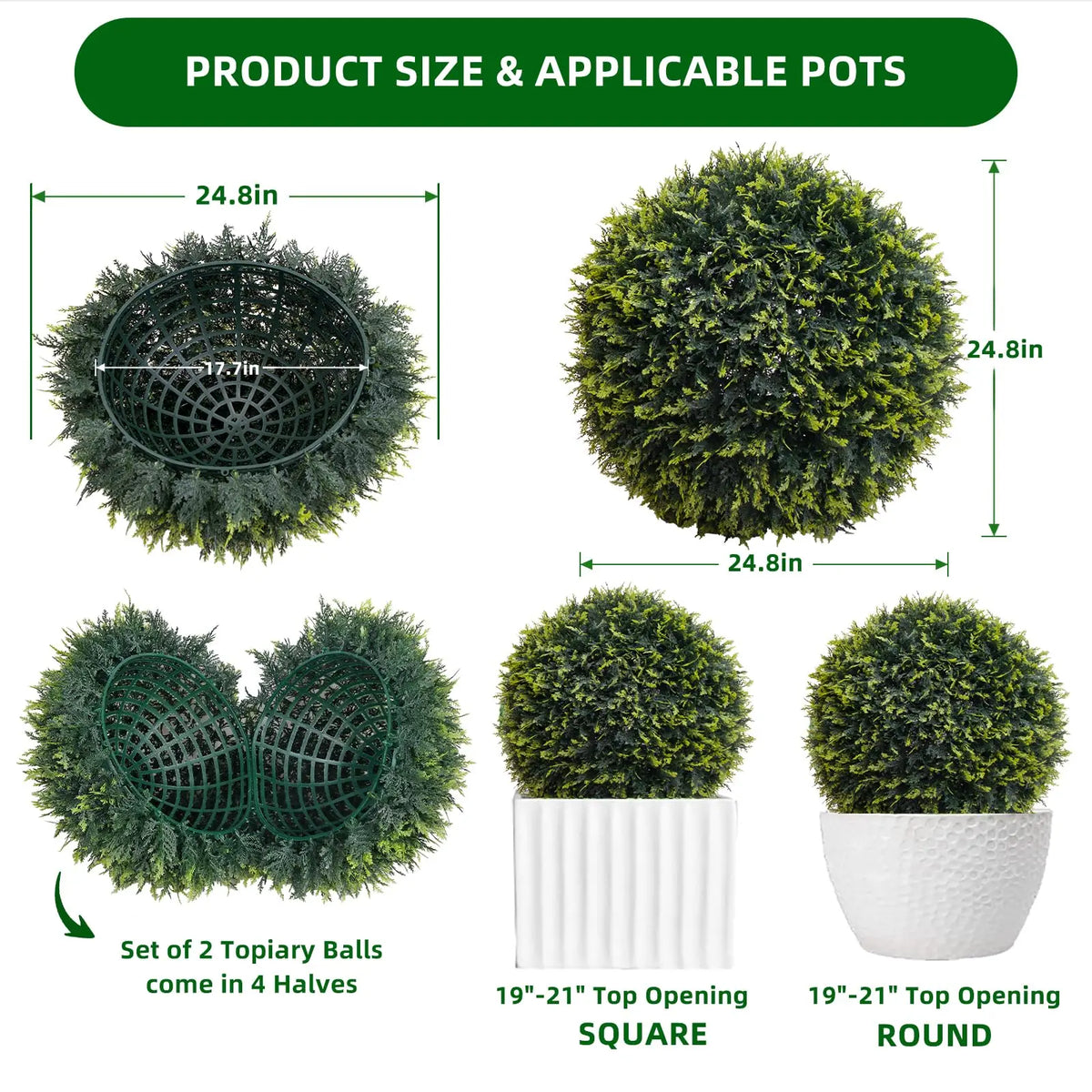 Studyset Artificial Cedar Topiary Balls Set of Two for Outdoor Decor