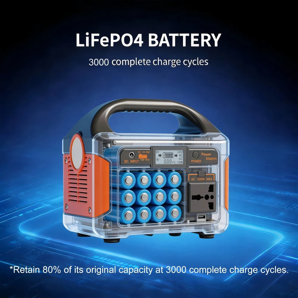 GaiaRay Portable Power Station With LiFePO4 Battery Solar Generator