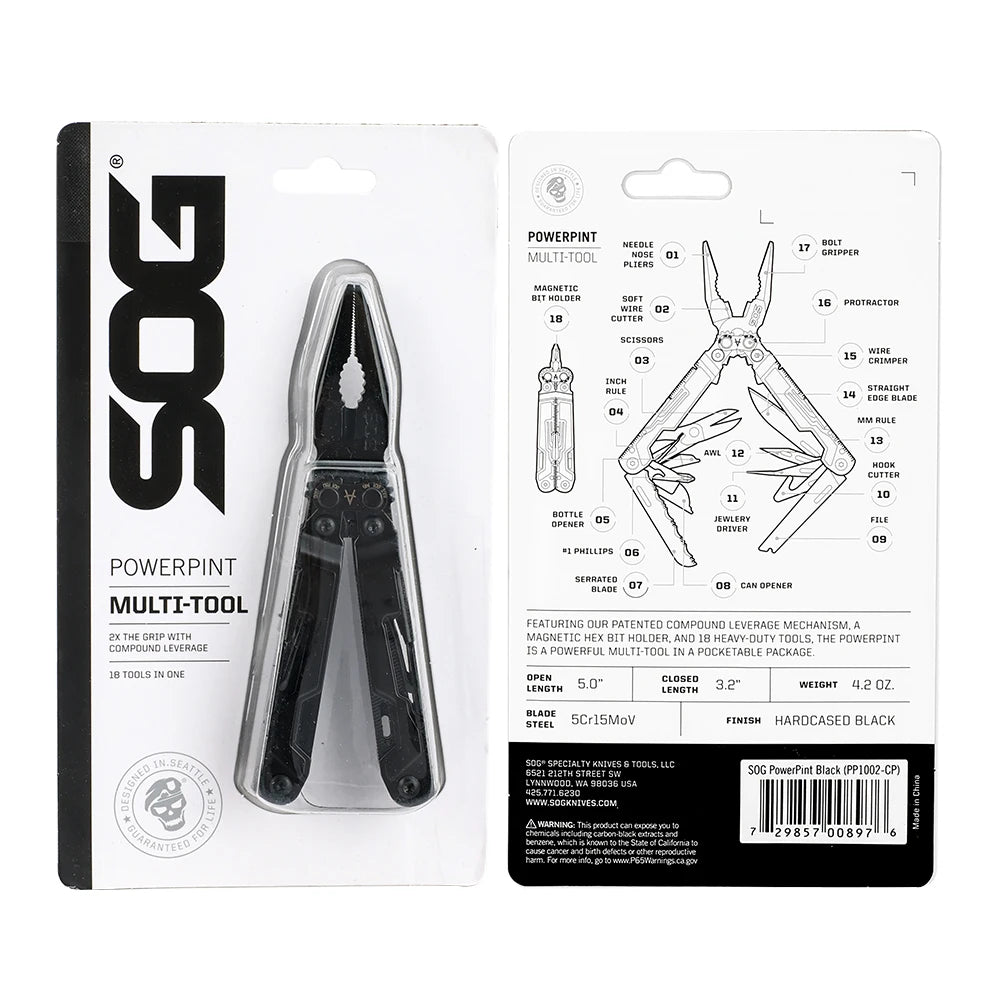 SOG PowerPint 18 In 1 Stainless Steel Pocket Multi Tool