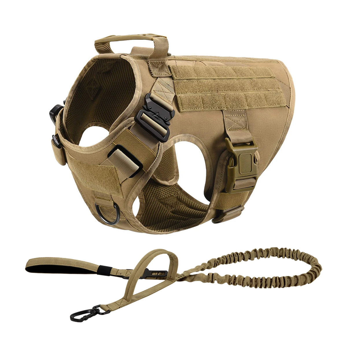 PETRAVEL Tactical Dog Harness With Leash And MOLLE Pouches