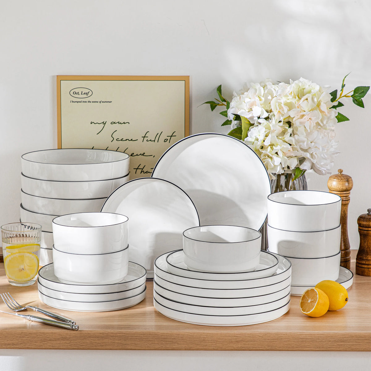 MALACASA Ceramic Dinnerware Set With Plates, Bowls And Soup Dishes