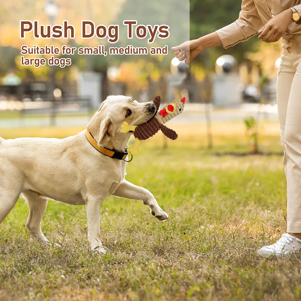 Five Pack Plush Squeaky Dog Toys Animal Assortment for Puppies and Dogs