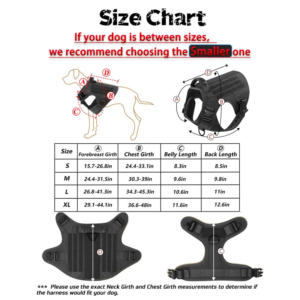 PETRAVEL Tactical Dog Harness With Leash And MOLLE Pouches