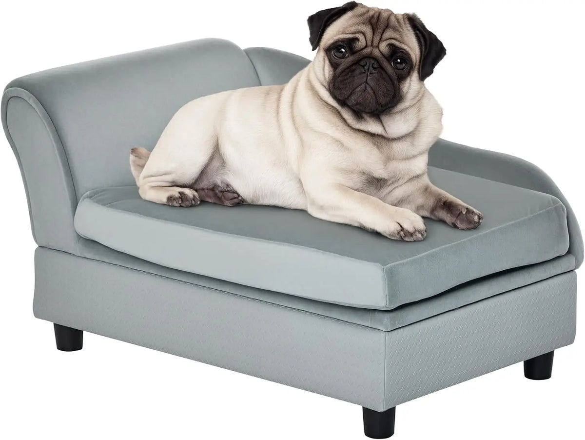 PawHut Luxury Dog Sofa Bed With Hidden Storage And Soft Foam