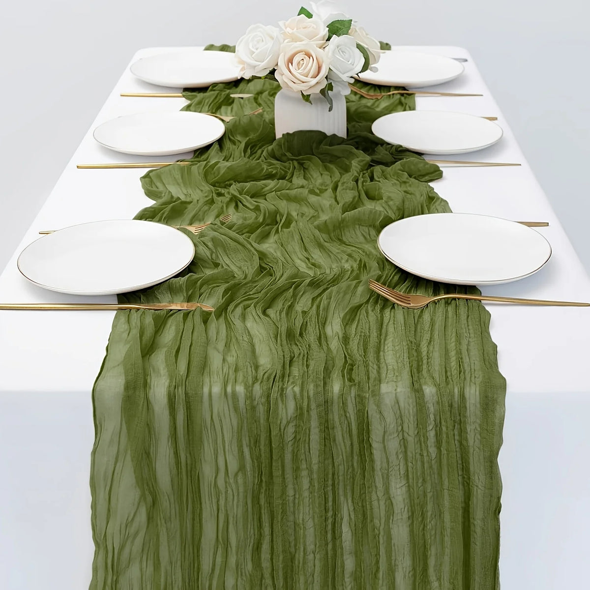 Polyester Cheesecloth Table Runner for Weddings and Holiday Decorations