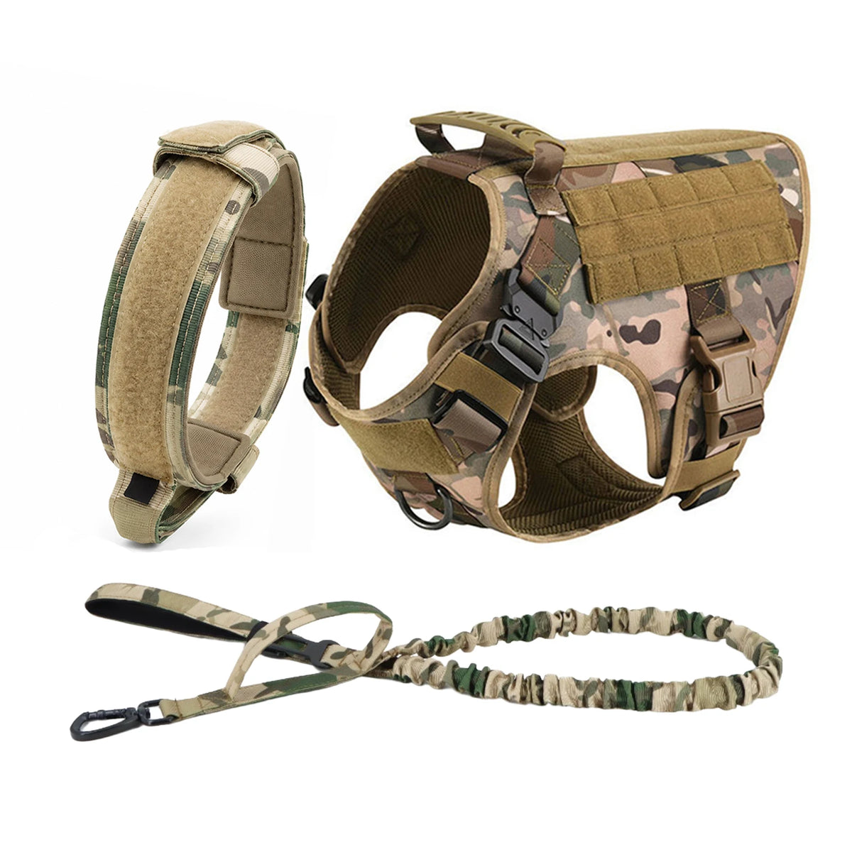 PETRAVEL Tactical Dog Harness With Leash And MOLLE Pouches