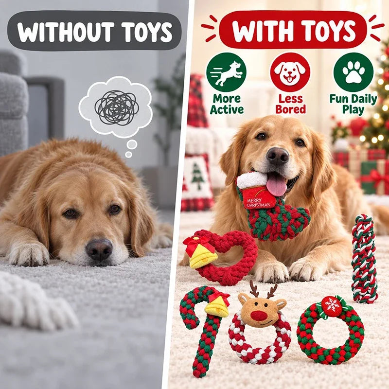 Christmas Dog Rope Toy for Chewing and Interactive Play