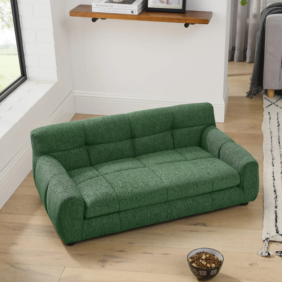 Breathable Pet Sofa Bed With Supportive Backrest And Armrests