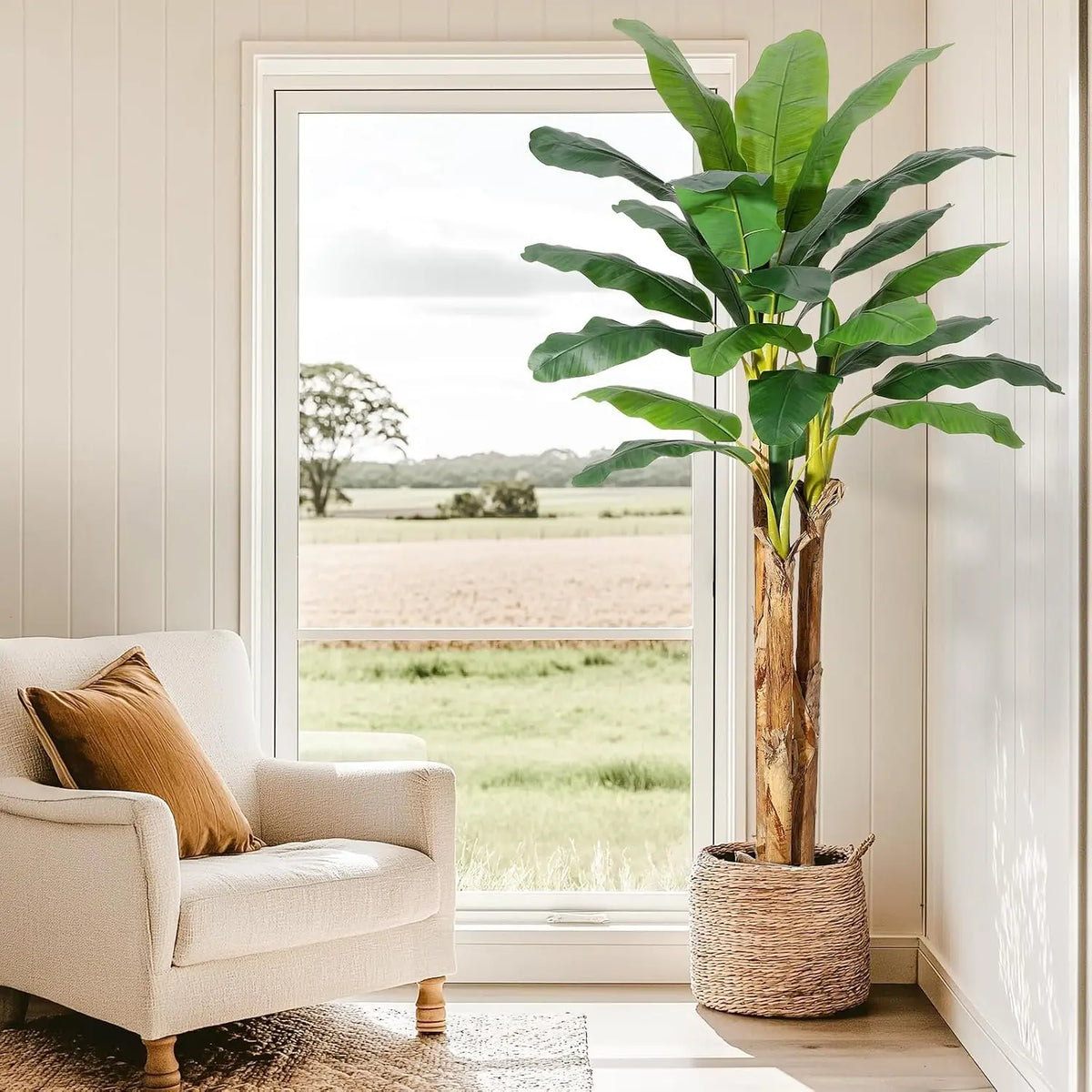 Artificial Banana Tree Faux Tropical Plant for Home Office Decor