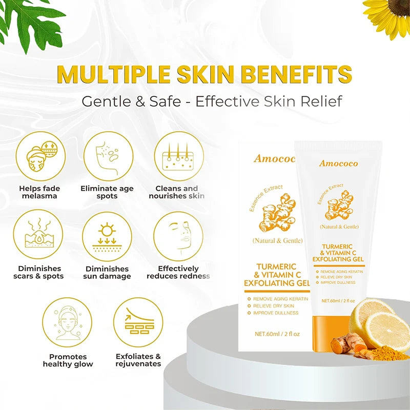 AMOCOCO Turmeric Vitamin C Exfoliating Gel for Smooth Radiant Skin