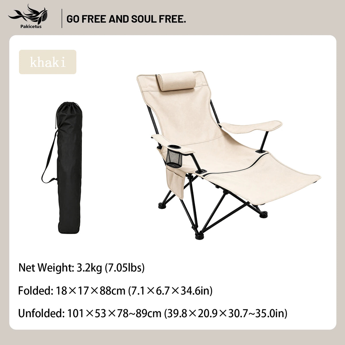 PAKICETUS Adjustable Reclining Lounge Chair With Pillow And Cup Holder