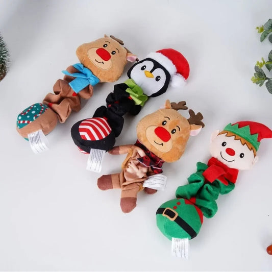 Christmas Squeaky Dog Toy With Cute Reindeer And Penguin Designs