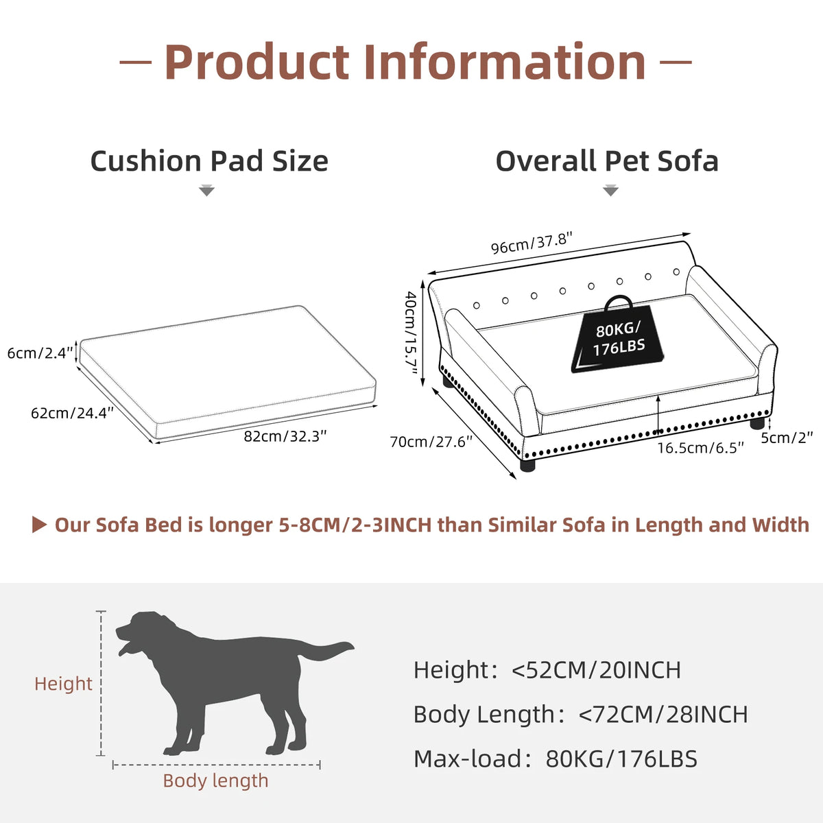 BINGOPAW Waterproof Elevated Dog Sofa Bed With Removable Cushion