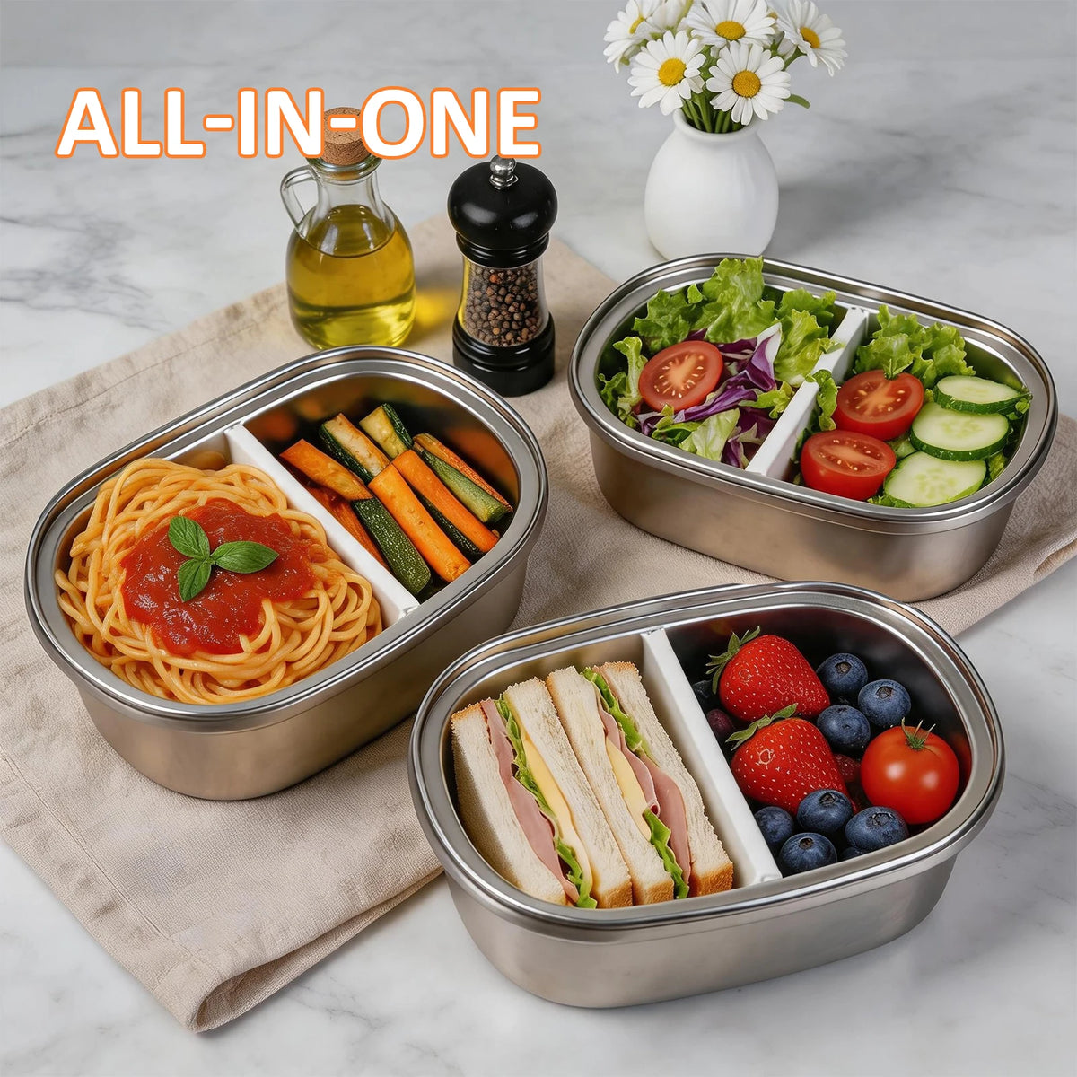 HANSMART Insulated Stainless Steel Leakproof Bento Lunch Box With Bag