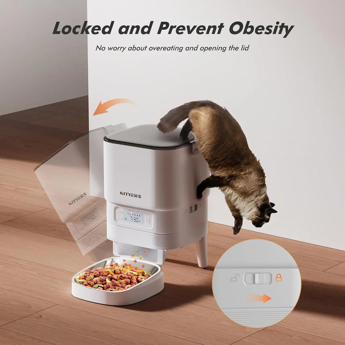 Nityers Automatic Timed Pet Feeder With Stainless Steel Bowl