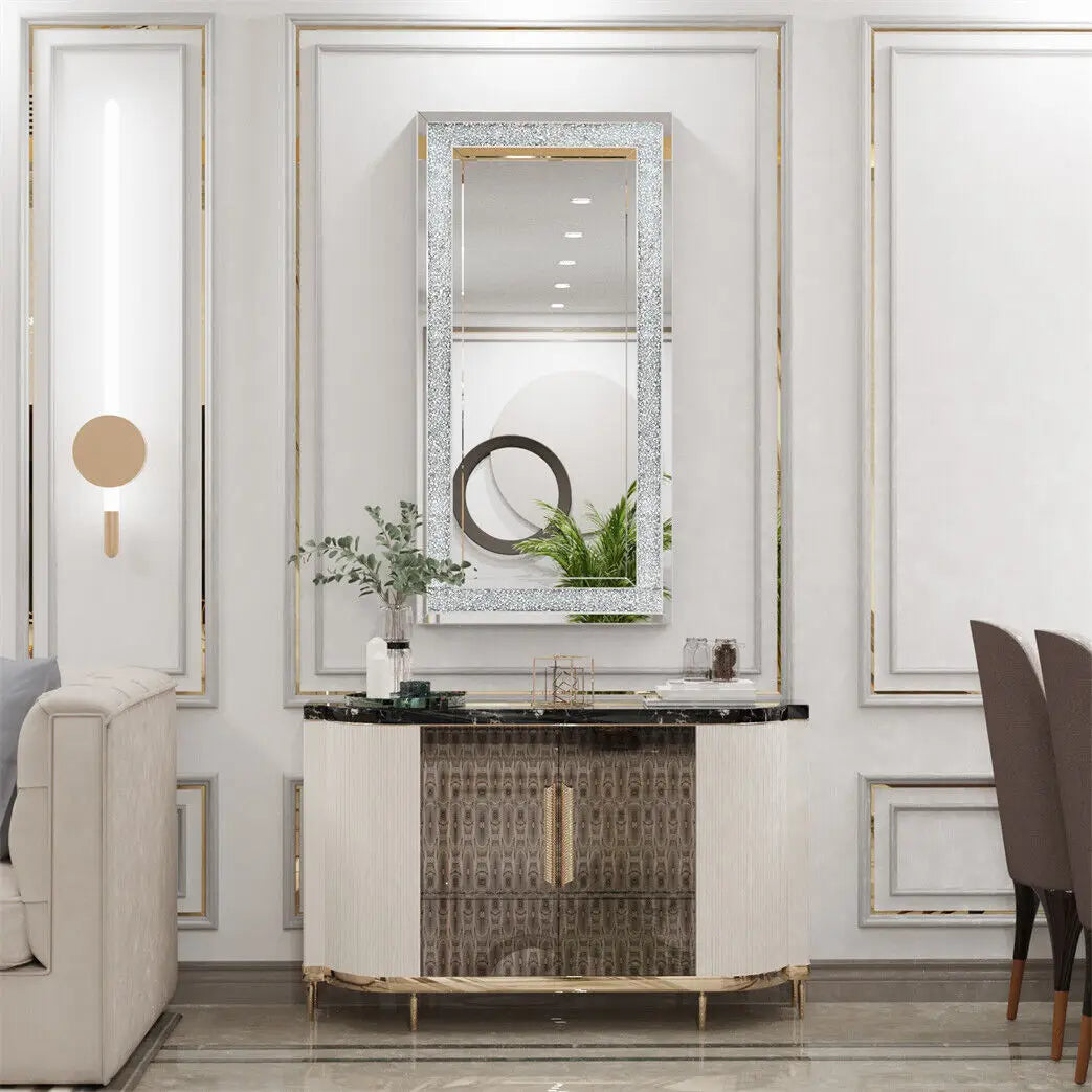 Crystal Crush Diamond Wall Mirror For Bedroom And Living Room