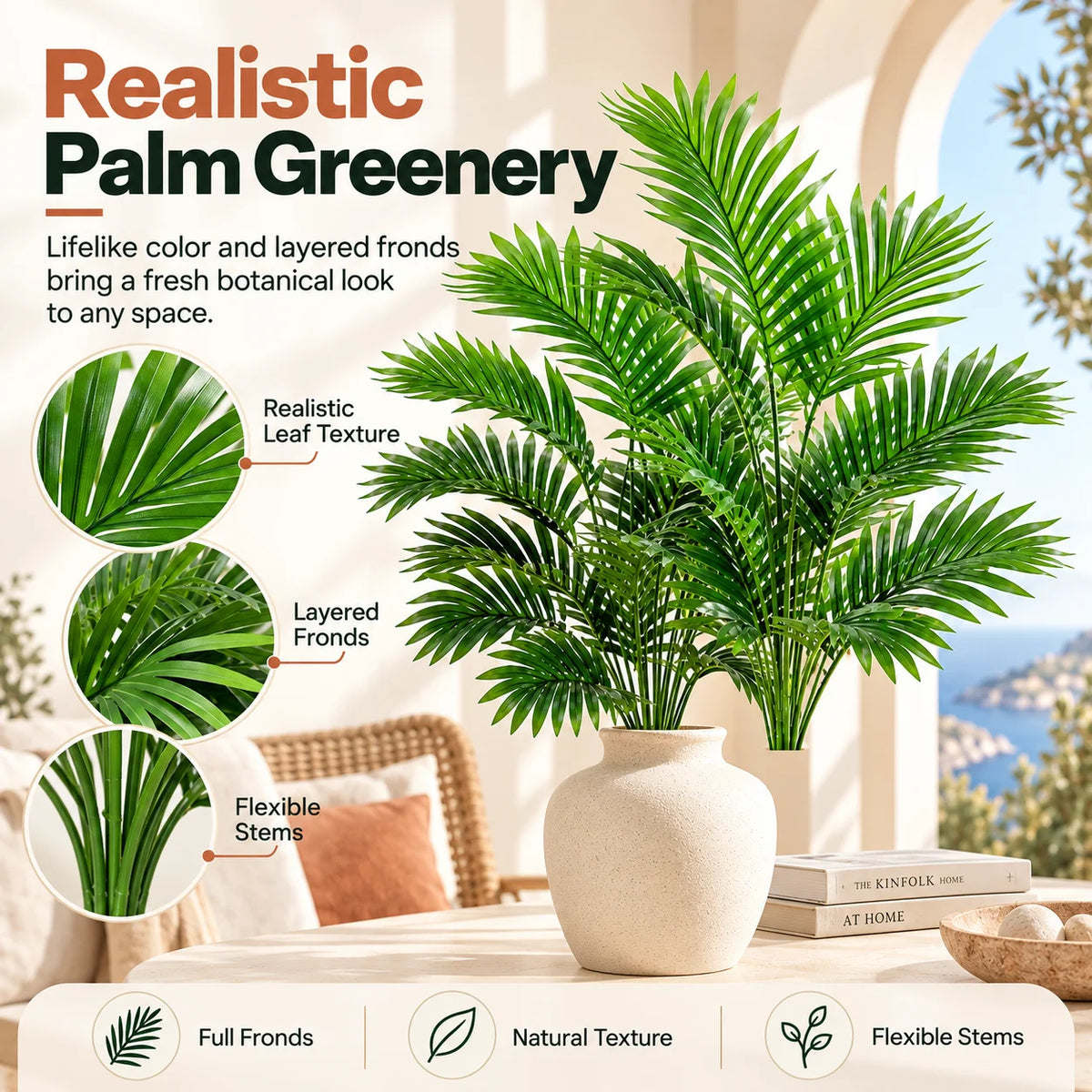 ZNLYRION Artificial Palm Fronds UV Resistant Tropical Decor for Home and Garden
