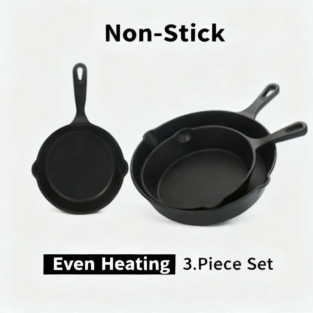 Durable Cast Iron Skillet Set for Indoor Outdoor Cooking |