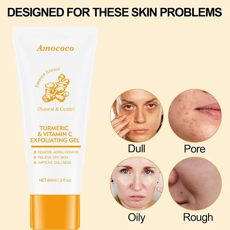 AMOCOCO Turmeric Vitamin C Exfoliating Gel for Smooth Radiant Skin