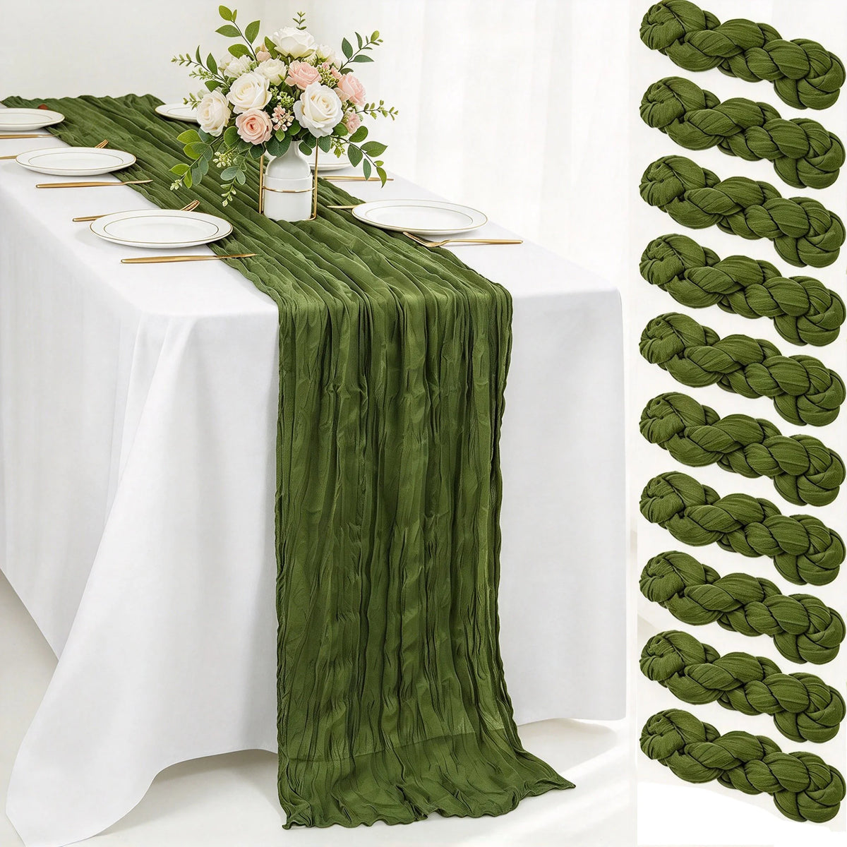 Polyester Cheesecloth Table Runner for Weddings and Holiday Decorations