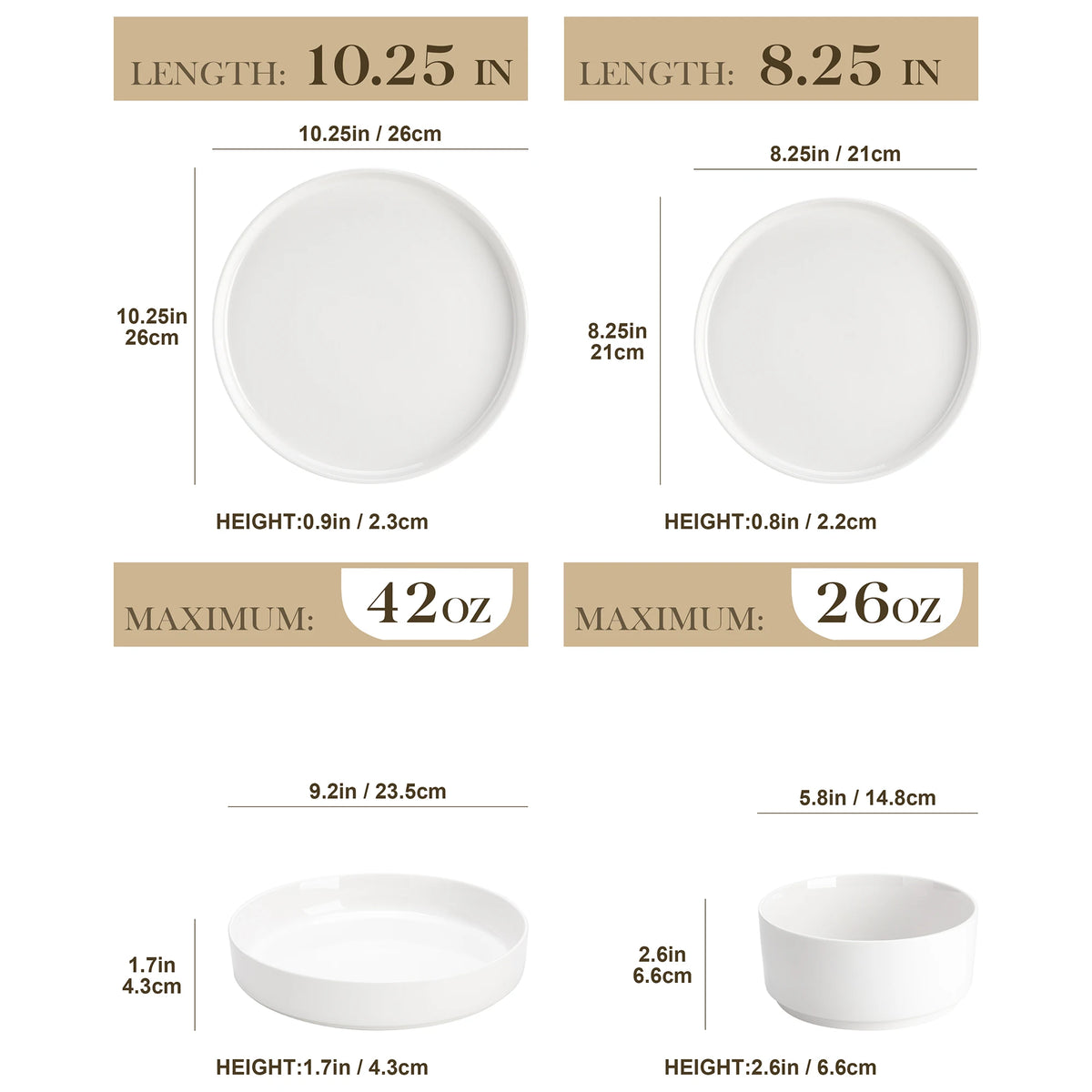 MALACASA Ceramic Dinnerware Set With Plates, Bowls And Soup Dishes