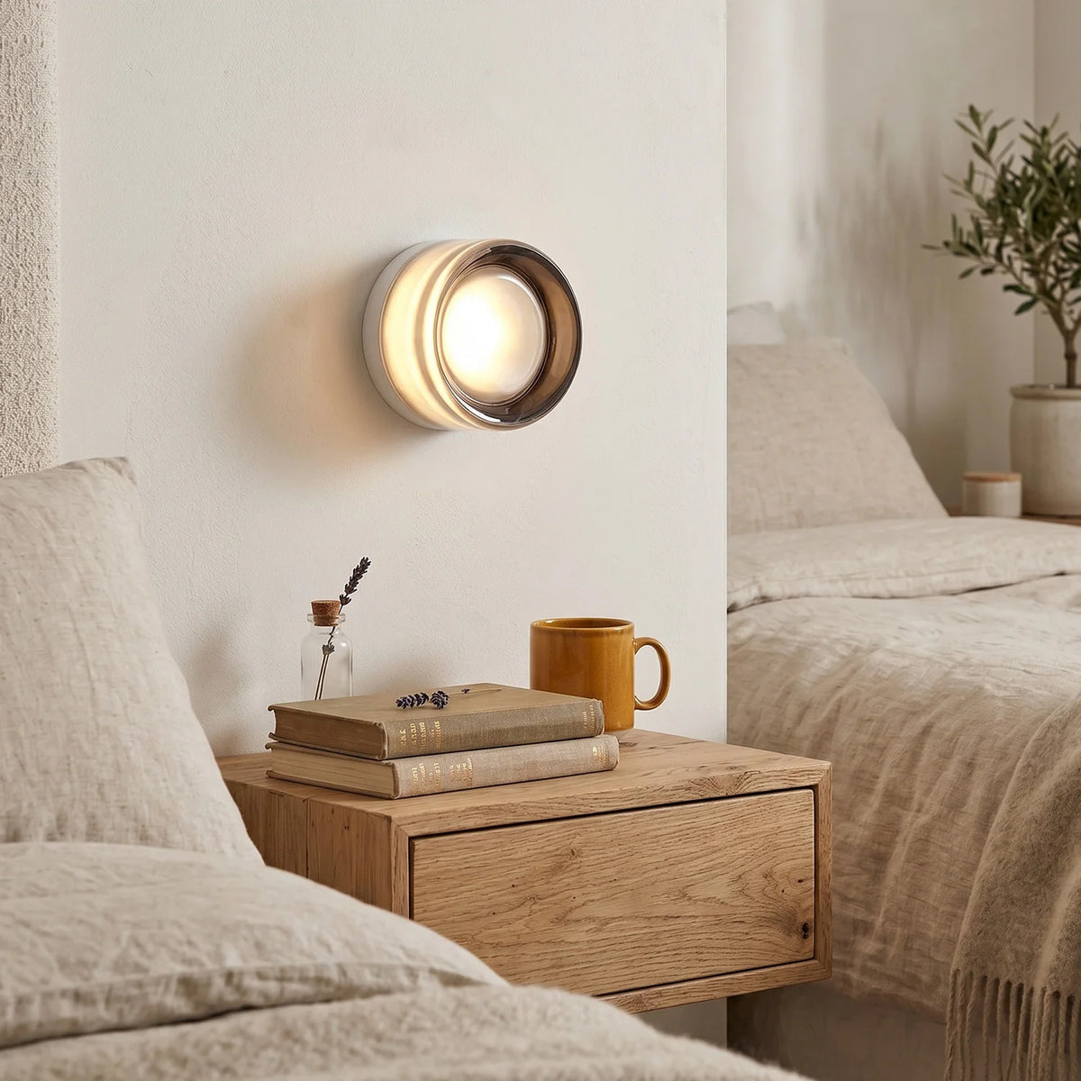 ARLGSITE Modern Bathroom Wall Lamp With Thick Glass Shade