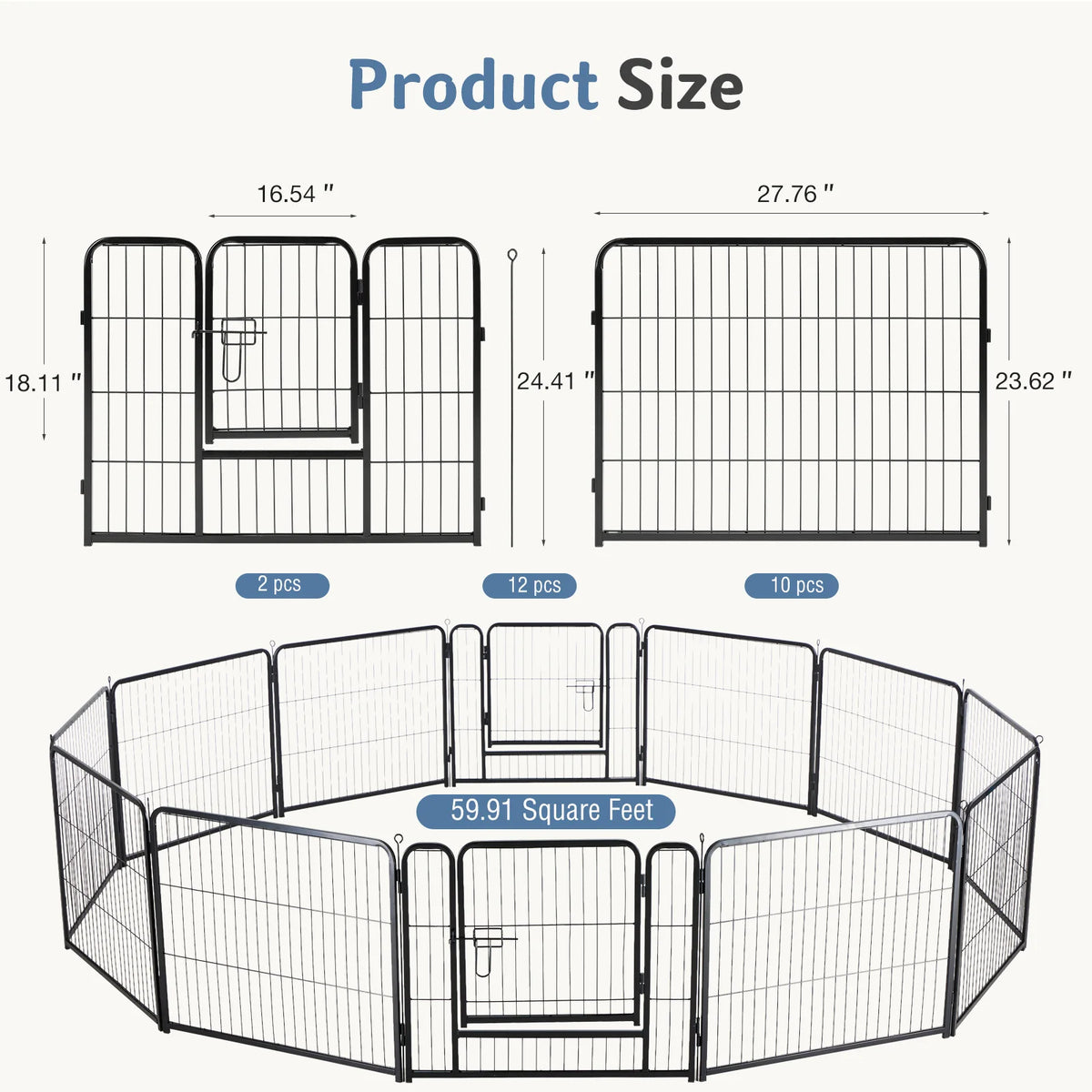 JHK Metal Foldable Dog Playpen for Indoor and Outdoor Exercise