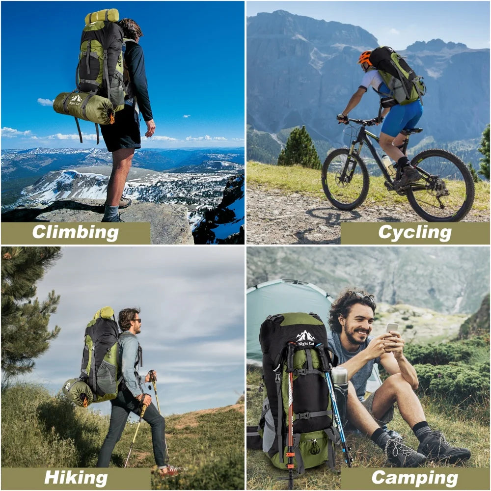 Night Cat Lightweight Waterproof Hiking Backpack With Rain Cover