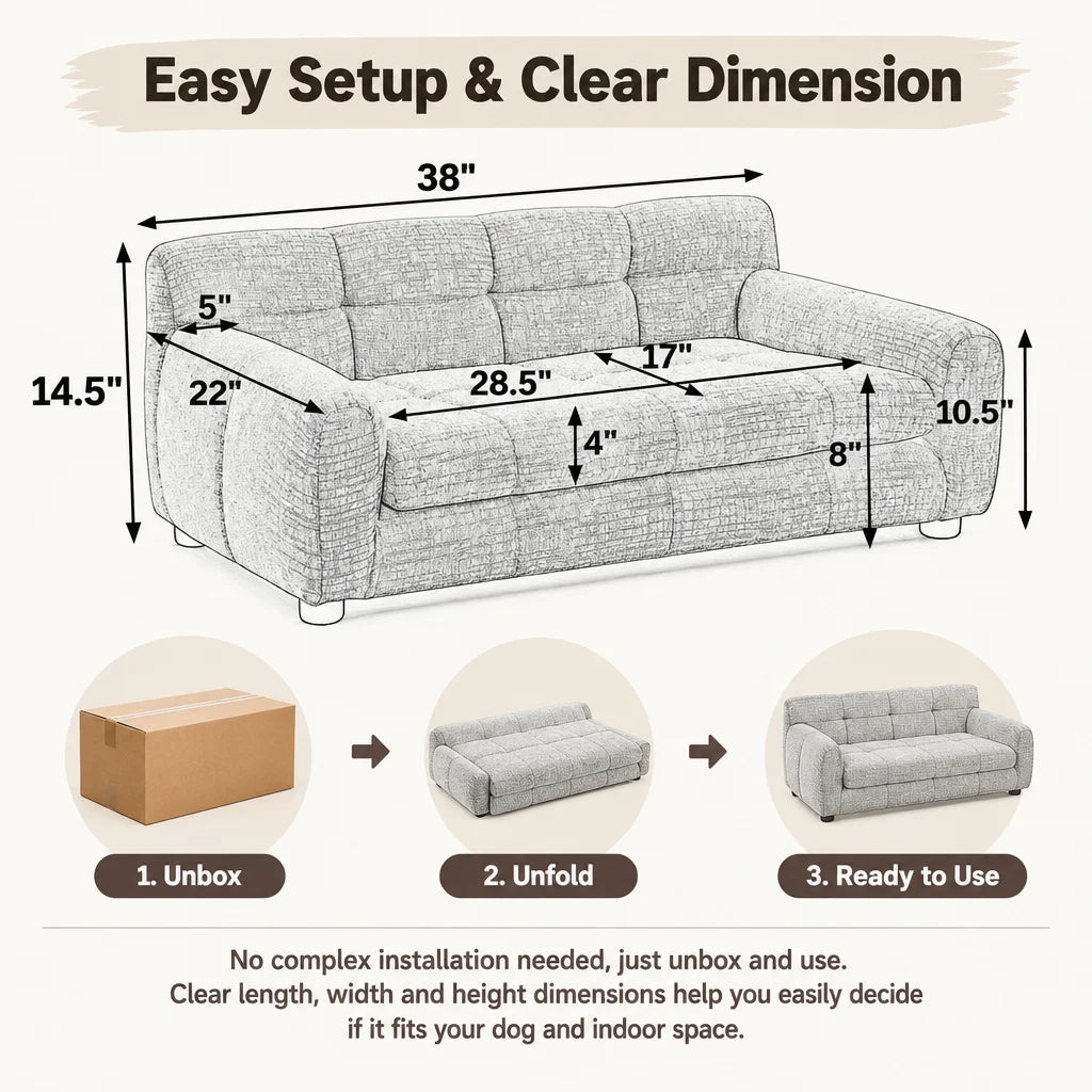 Breathable Pet Sofa Bed With Supportive Backrest And Armrests