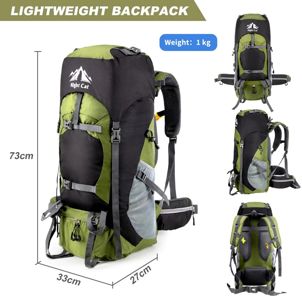 Night Cat Lightweight Waterproof Hiking Backpack With Rain Cover
