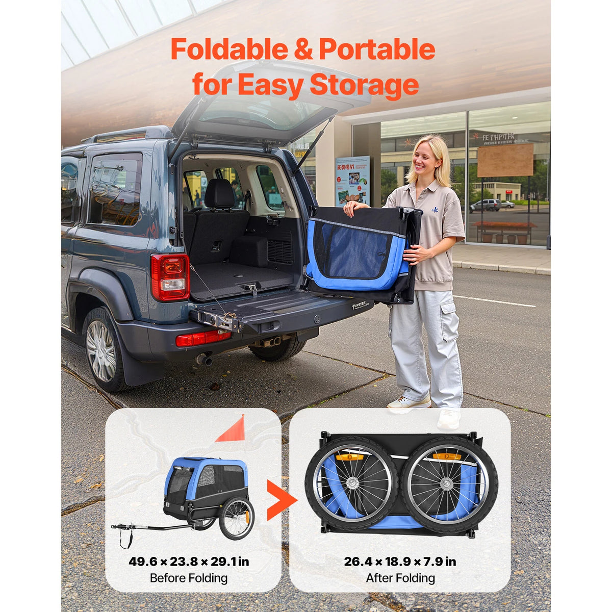 SucceBuy Dog Bike Trailer Pet Carrier With Quick Release Coupler