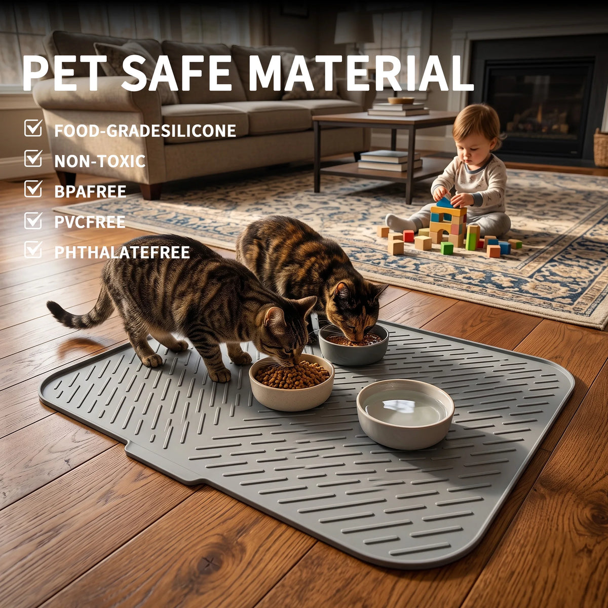 Waterproof Non Slip Silicone Cat Litter Mat for Multiple Cats