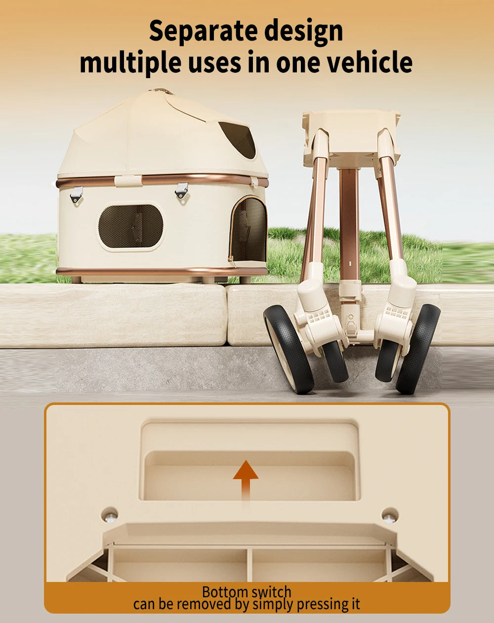 Luxury Pet Stroller for Dogs and Cats With Safety Leashes