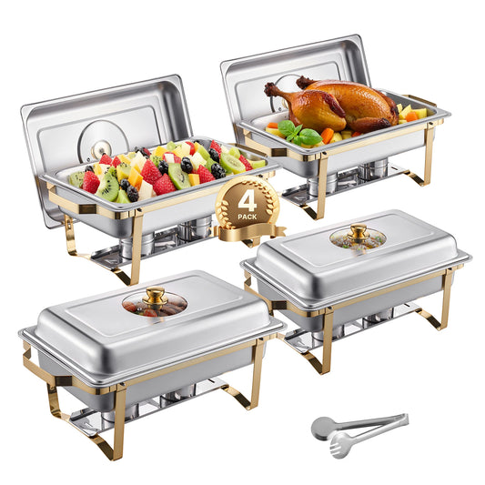 SucceBuy Stainless Steel Chafing Dish Buffet Set With Serving Pans