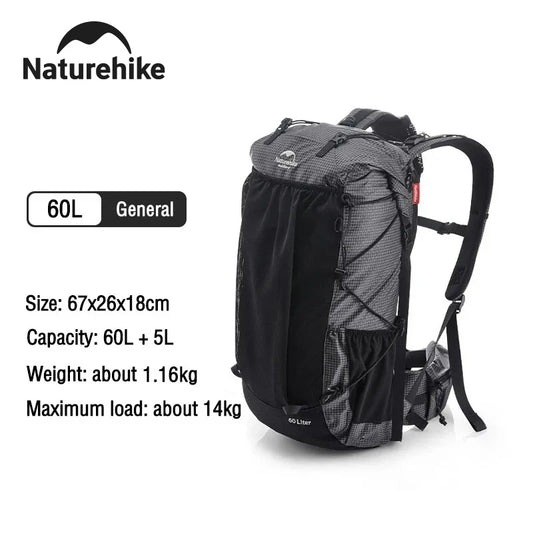 Naturehike Waterproof Hiking Backpack With Rain Cover, Adjustable Straps