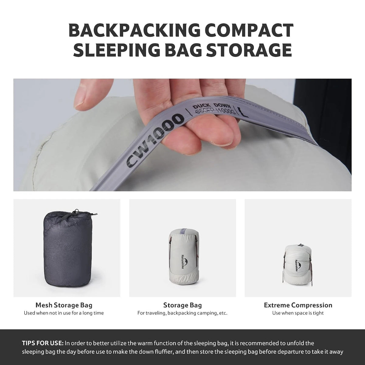 Naturehike Ultralight Duck Down Four Season Sleeping Bag for Camping