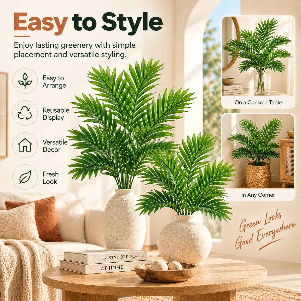 ZNLYRION Artificial Palm Fronds UV Resistant Tropical Decor for Home and Garden