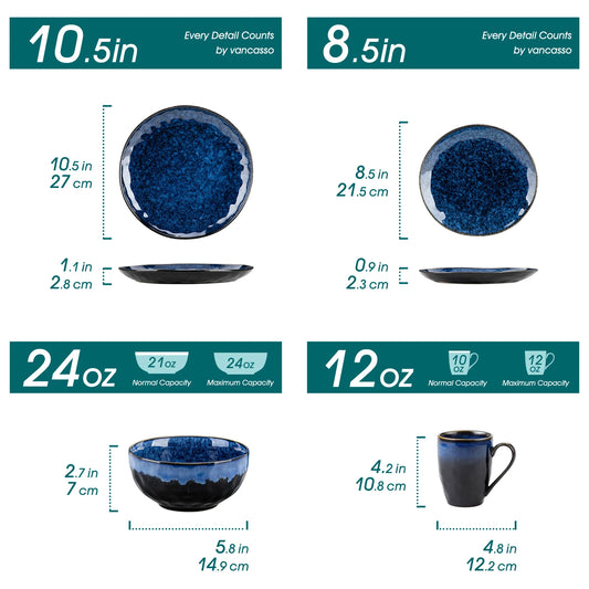 MALACASA Ceramic Dinnerware Set with Plates and Bowls for Dining