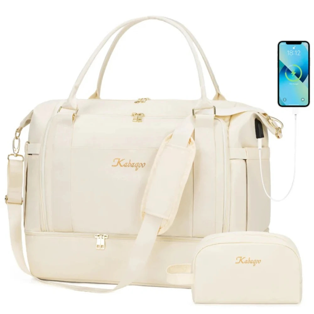 Kabaqoo Women's Travel Gym Bag With Shoe Compartment