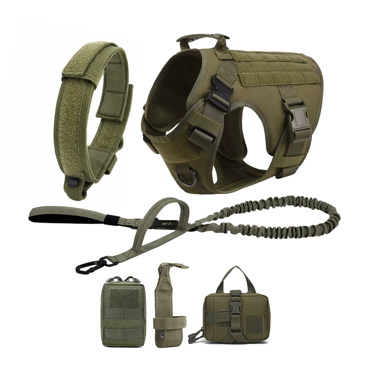 PETRAVEL Tactical Dog Harness With Leash And MOLLE Pouches