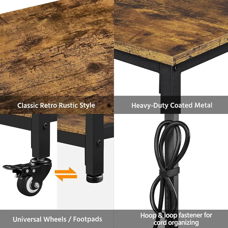 Rolling Kitchen Island Cart With Power Outlet And Three Shelves