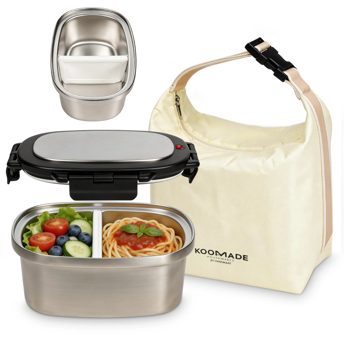 HANSMART Insulated Stainless Steel Leakproof Bento Lunch Box With Bag