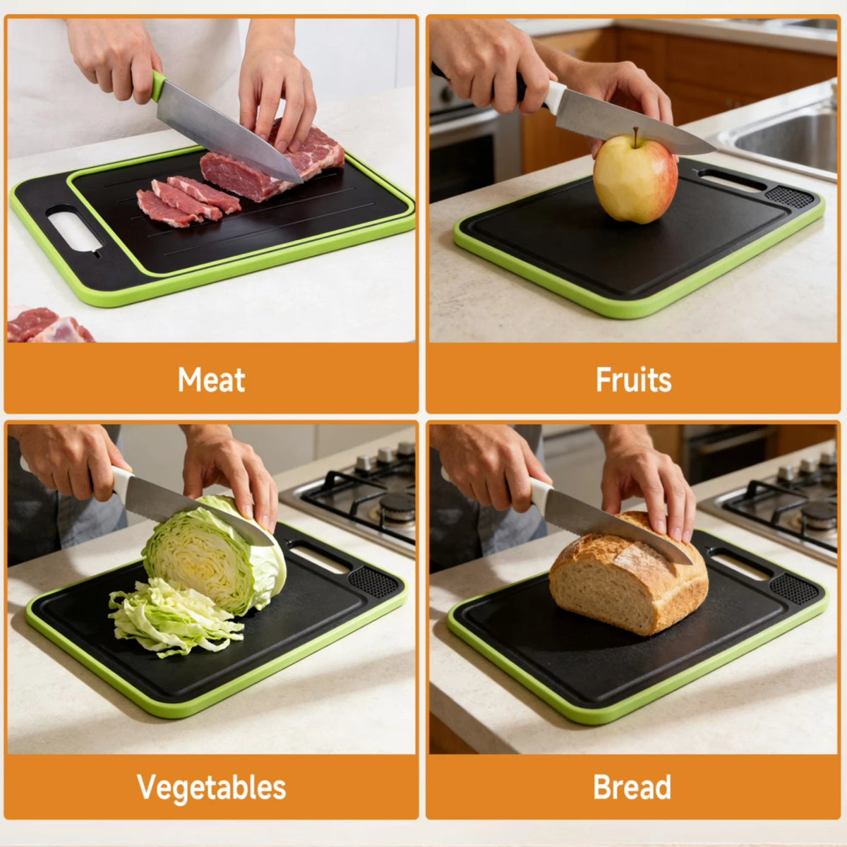 Double Sided Non Toxic Kitchen Cutting Board With Juice Groove