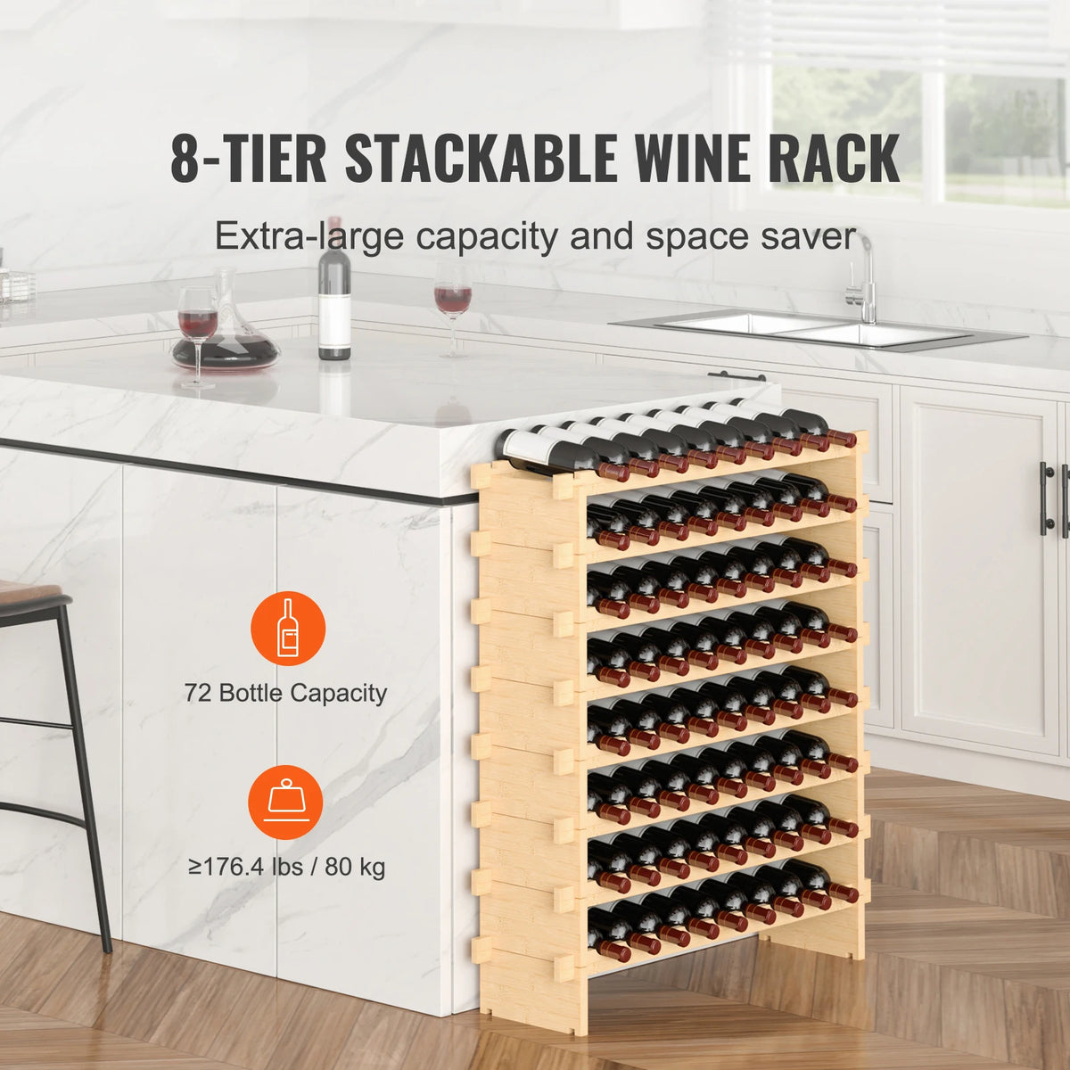 SucceBuy Stackable Bamboo Wine Rack For Stylish Bottle Storage