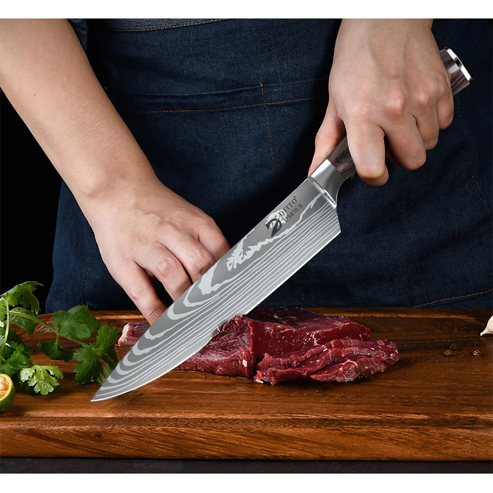 MDHAND Damascus Stainless Steel Kitchen Knife Set With Carrying Bag