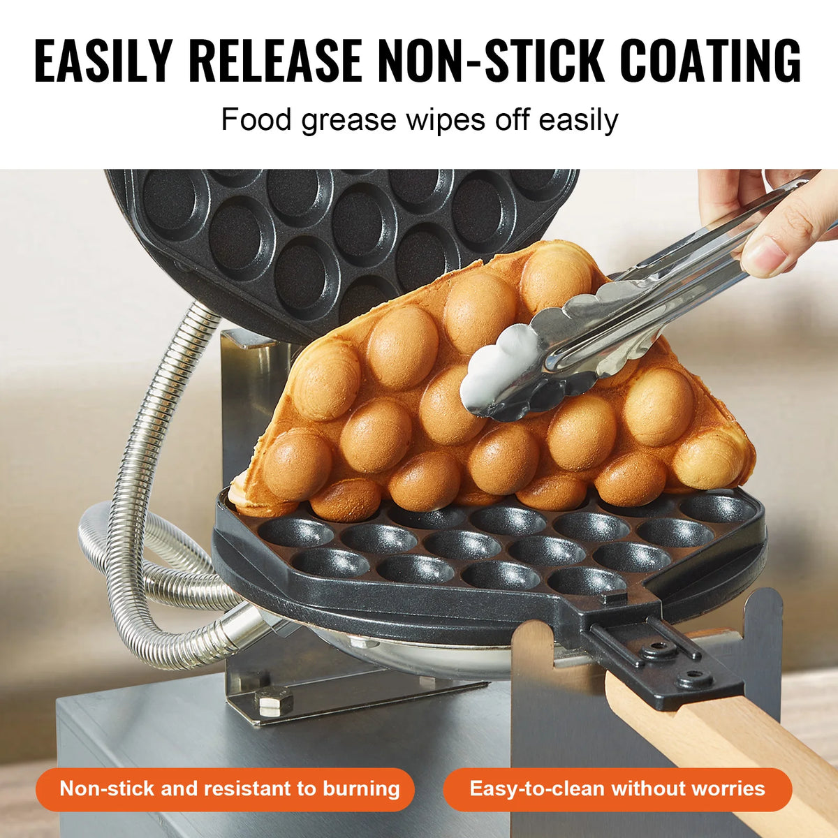 SucceBuy Commercial Rotating Bubble Waffle Maker With Dual Pans